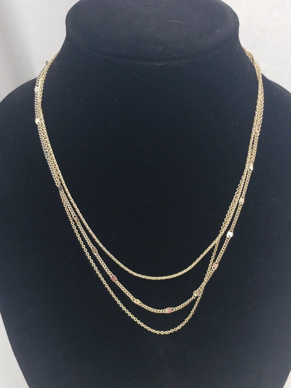 J. Crew Layered Necklace Gold Tone Multi Strand Adjustable